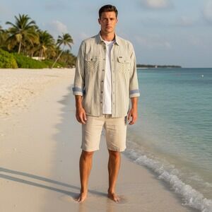 Sovereign Code Mens Striped Long Sleeve Button Down‎ Shirt Size L